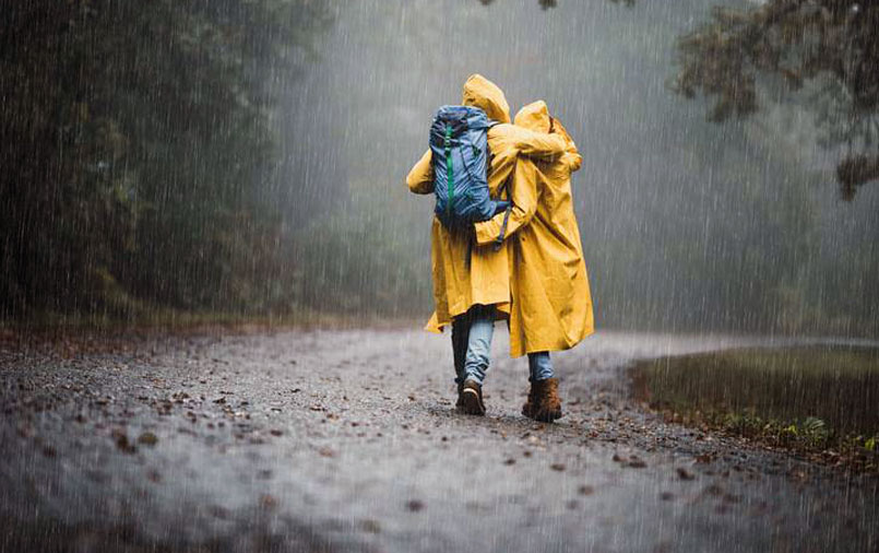 A couple under the rain