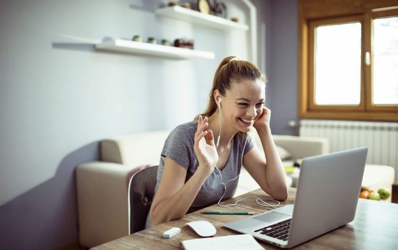 Woman talking to someone online