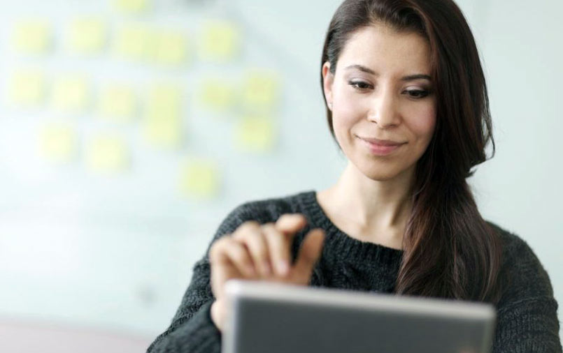 Woman using a gadget