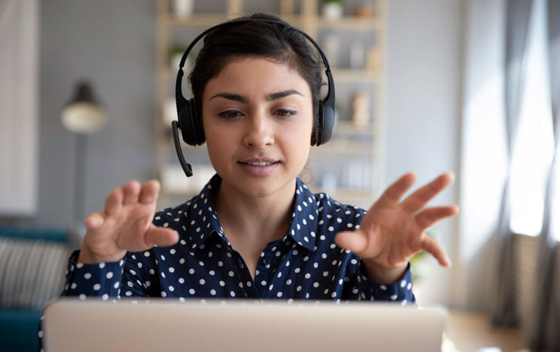 Woman using headphones