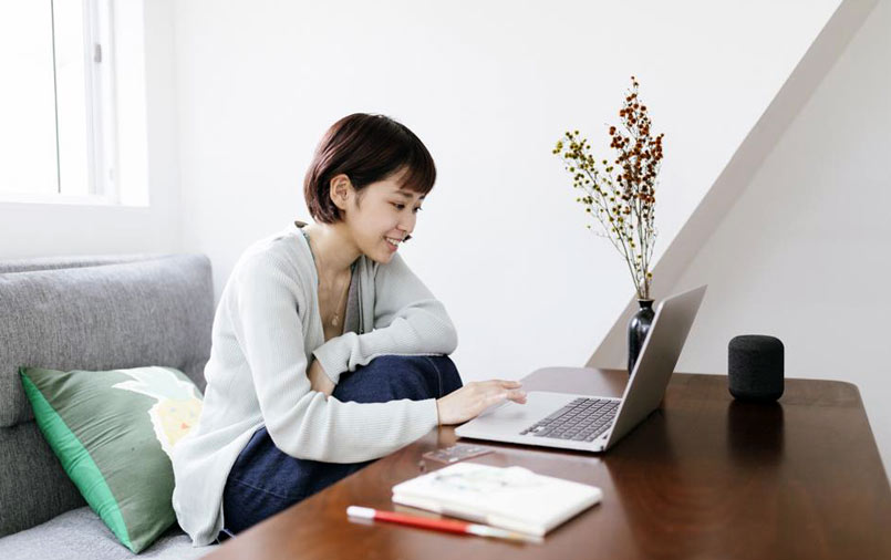 Woman working at home