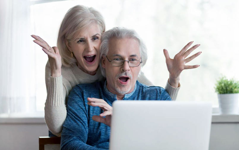 Seniors using the computer