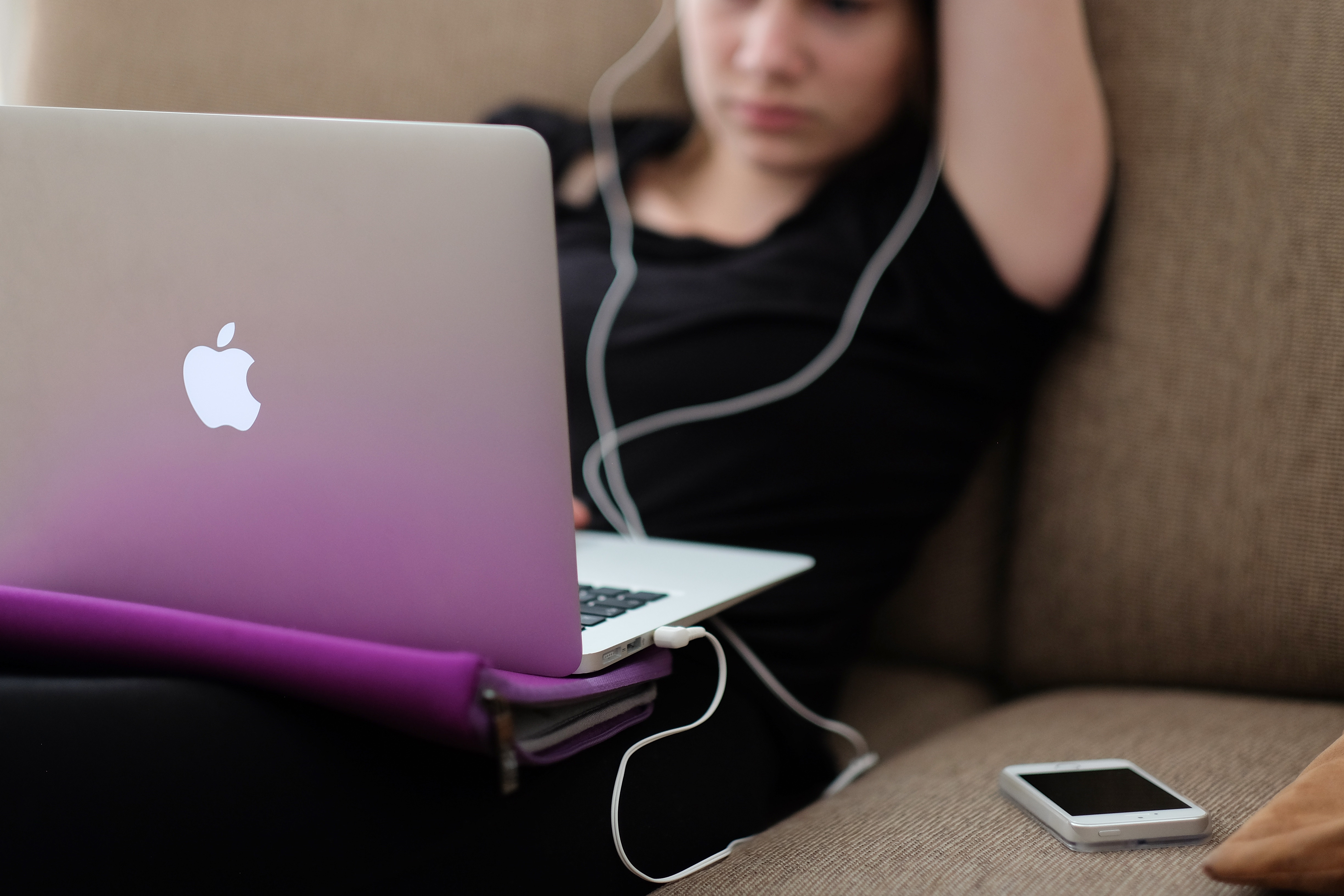 girl using the NBN at home